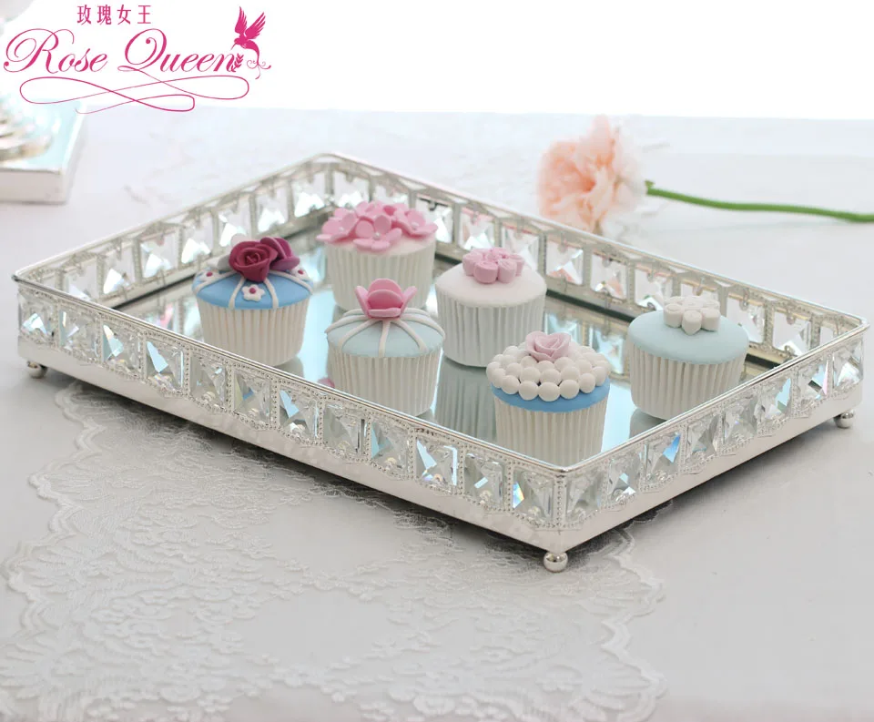 ROSE QUEEN 3165 металлическая Серебряная подставка для торта квадратная стеклянная тарелка для фруктов свадебное украшение для дома
