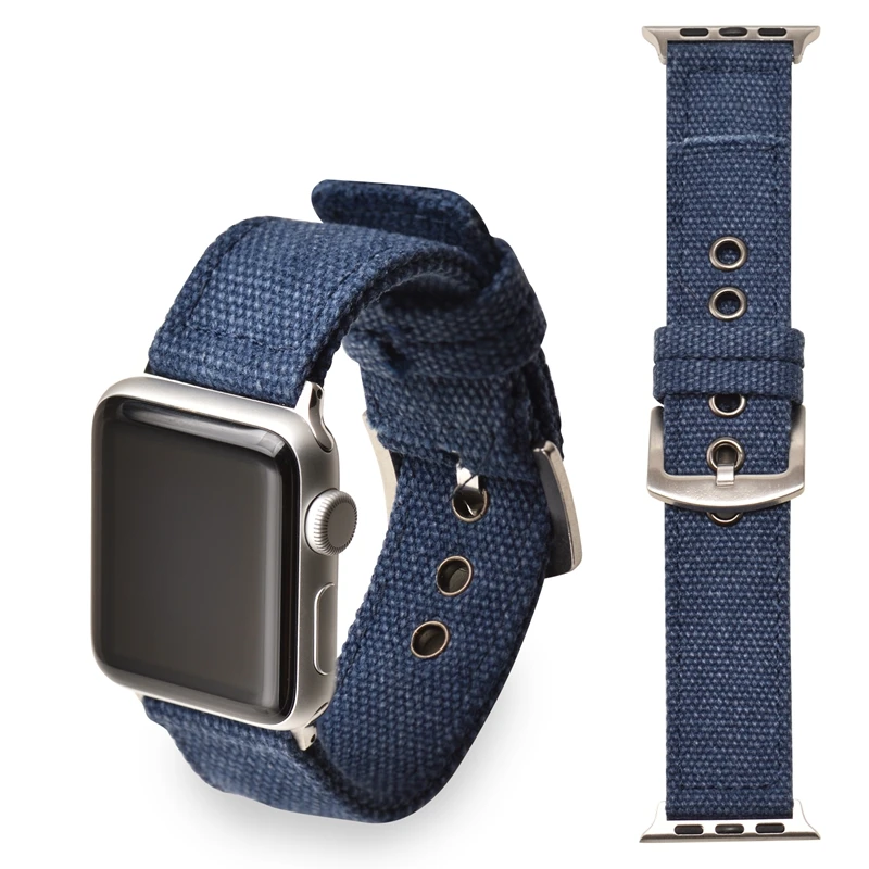 Военный Камуфляжный холщовый ремешок для Apple Watch 42 мм 38 мм спортивный браслет для iWatch серии 1 2 3 Аксессуары для часов
