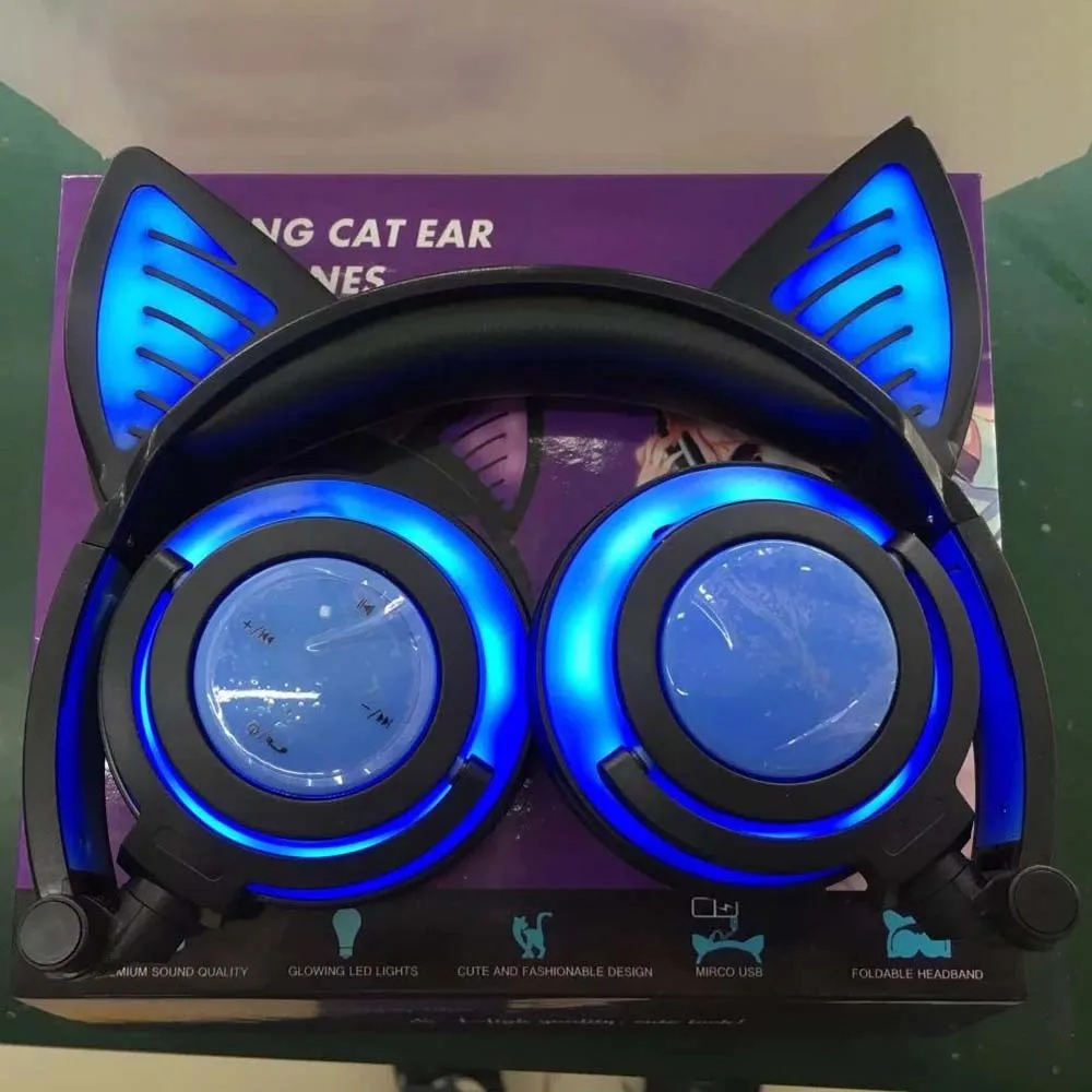 Игровая гарнитура беспроводные наушники Bluetooth мигающая светящаяся со
