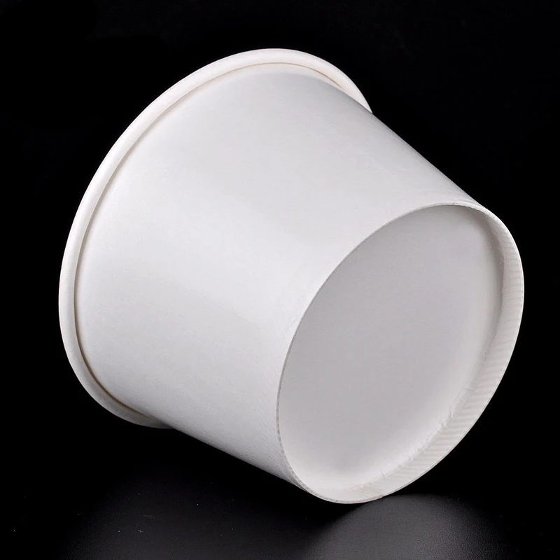 Чаша для мороженого из белой бумаги с изогнутым покрытием Одноразовая чашка воды