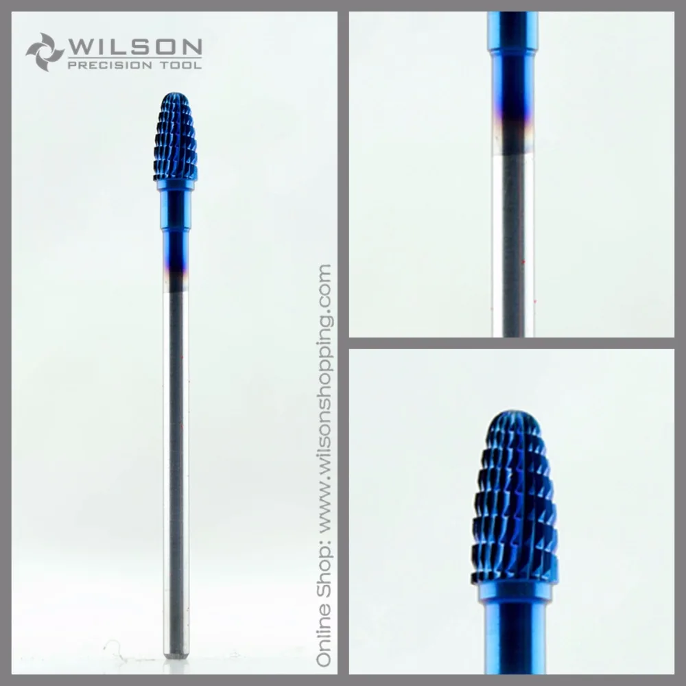 Мини конус тонкие (1130128) синие нано покрытие карбидные фрезы для ногтей WILSON|nail