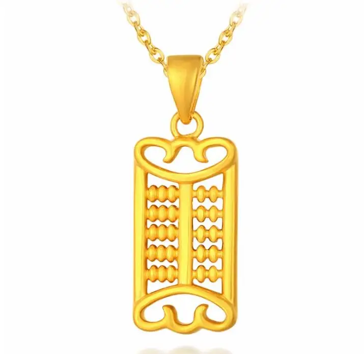 

New Fine Pure 24k Yellow Gold Pendant 3D Women Special Abacus Design Pendant