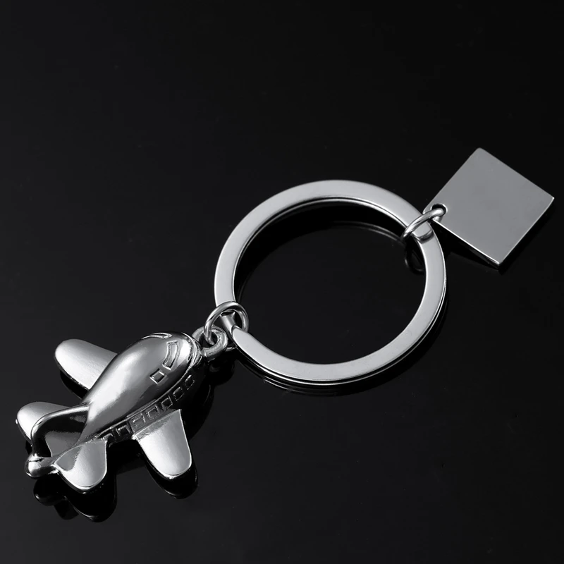 

3D Solid Airplane Keychain Silver 40mm length Gold and silver color