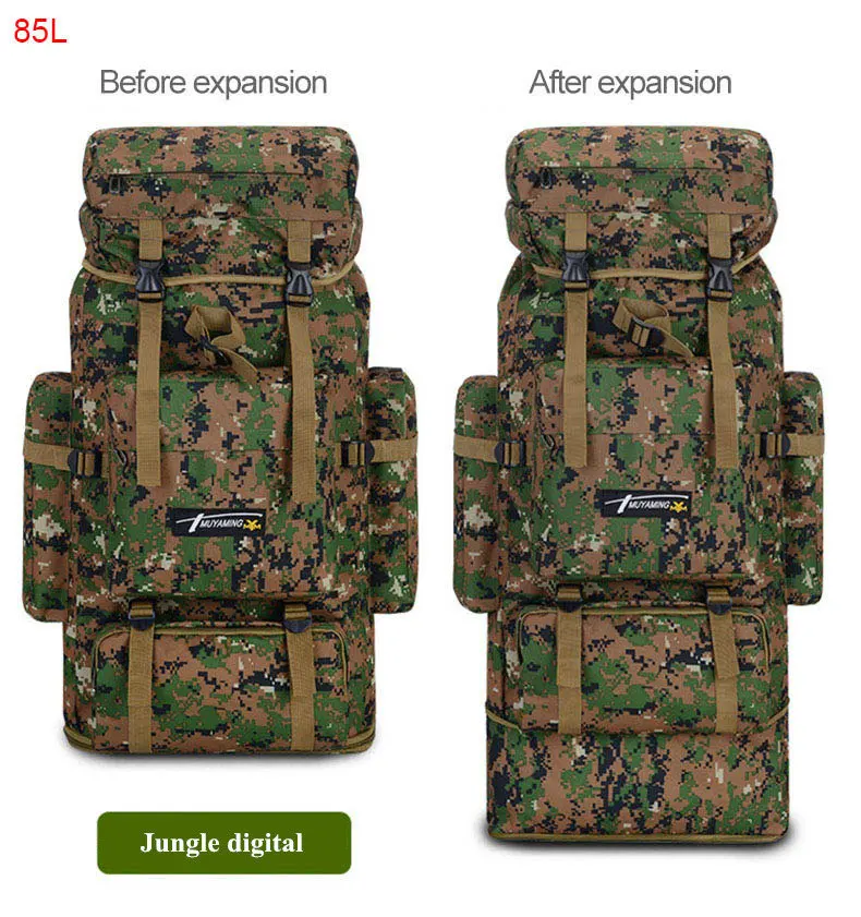 Jungle Digital 85L большой Ёмкость рюкзак из нейлона водонепроницаемый военный камуфляж MOLLE армейская мужской рюкзак для кемпинга для похода Путешествия Рюкзаки - Цвет: Jungle Digital