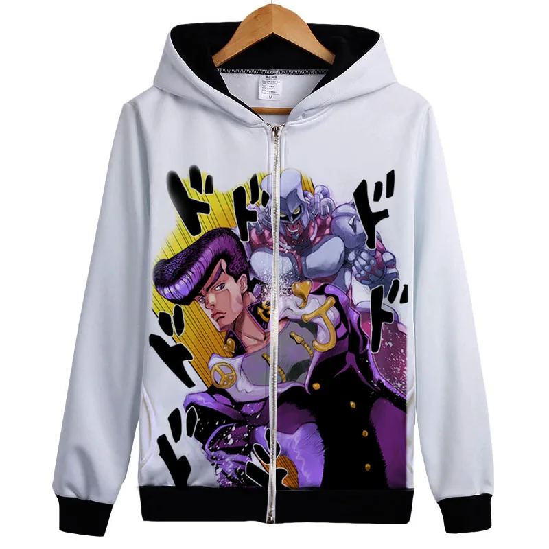 6 Аниме jojo's невероятное приключение Толстовка JOJO логотип свитшот с рисунком, круглый воротник, длинные рукава Мужские осень-зима Повседневное тонкий флис на молнии со шнуровкой Толстовка пальто - Цвет: 6