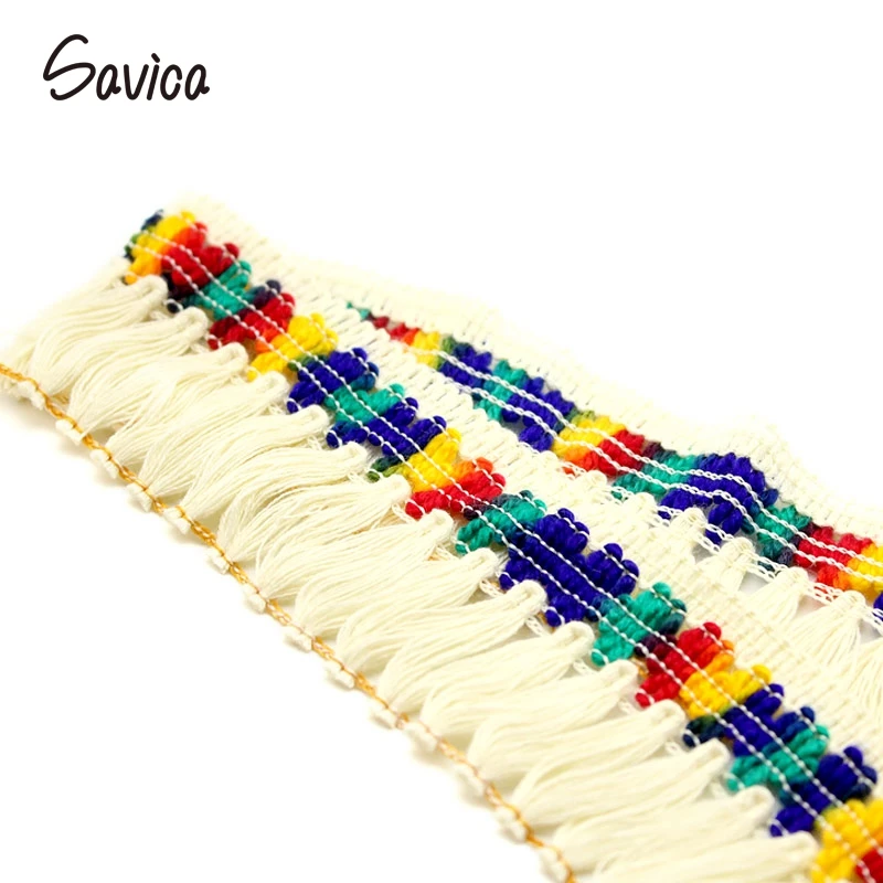 Savica 3y/lot 5cm Cotton Thread Tassel Lace Ribbon Trim Fringe Fabric Apparel Sewing Crafts DIY Decor Materials LX192 | Дом и сад