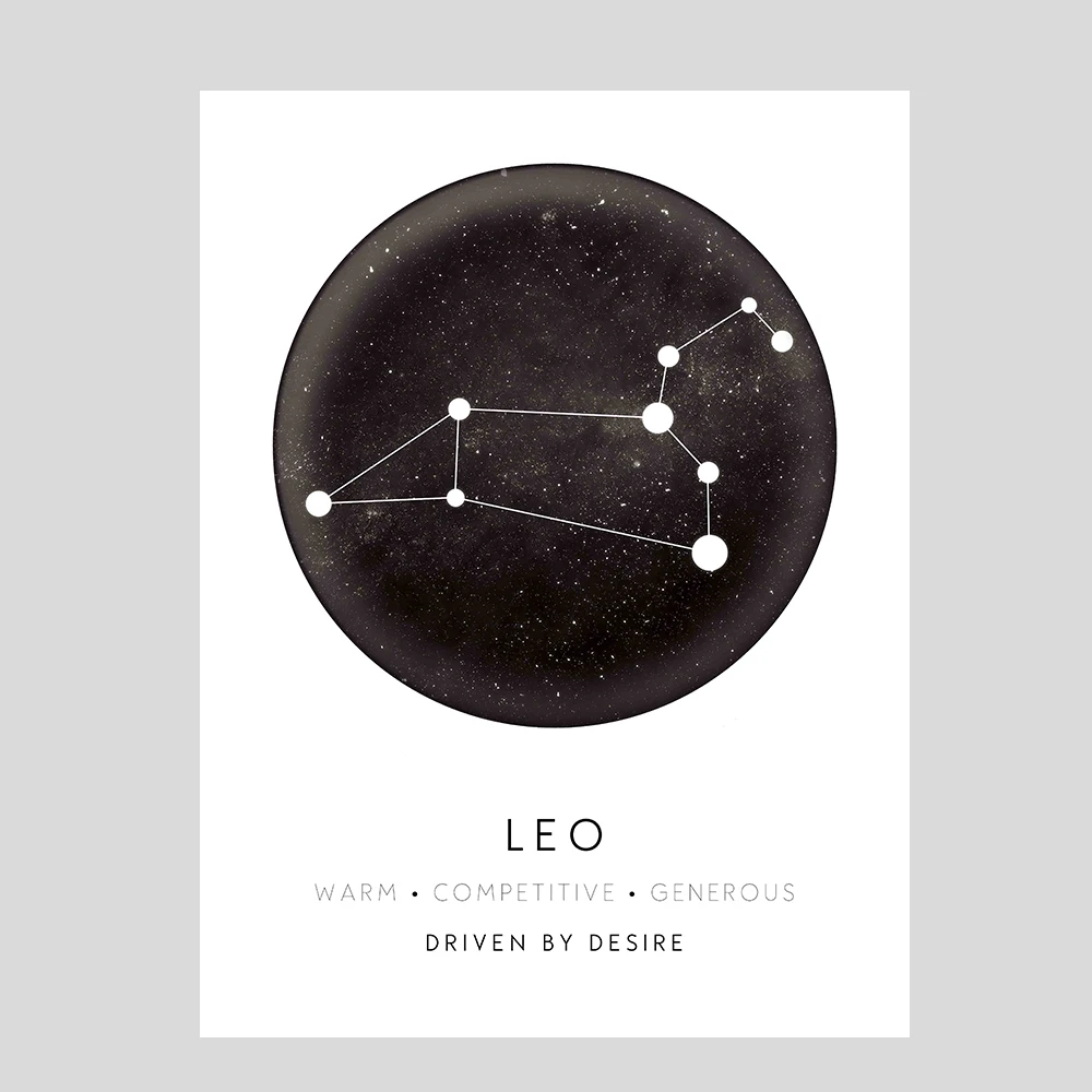 LEO LECHAO 12 созвездий плакат астрологический знак Печать Водонепроницаемый Холст Живопись Домашний декор для детей без рамы - Цвет: LEO