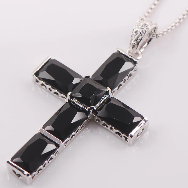 

Cross Black Onyx 925 Sterling Silver Fashion Jewelry Pendant TE430