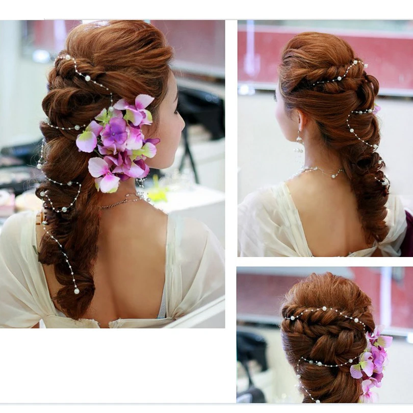 2018 New Bridal Wedding Hair Jewelry Three Colors Bride Jewellery for Women Simulated Pearl Romantic Hairwear Accessories | Украшения и