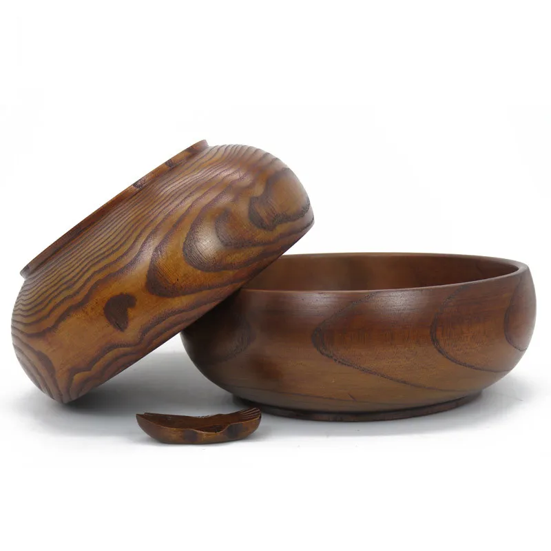 

Solid Wood Bowl Big Size for Soup/Noodles Salad Bowls Japan Style Rice Dinnerware for Home/Hotel/Restaurant