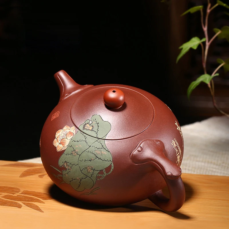 

290cc Authentic Yixing Purple Clay Teapot Tradition 9 Holes Natural Raw Ore Zisha Pot Home Drinkware Tea Ceremony Tea Kettles