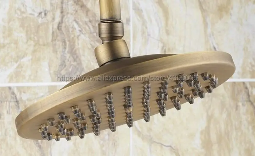 

Antique Brass Bathroom Rainfall Shower Faucets Set Single Handle Mixer Tap Wall Mounted Bath Showers Sets Brs206