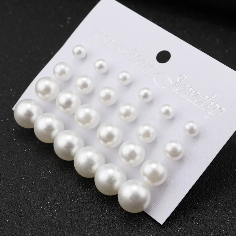 Seblasy 12 пар/уп. Роскошные серьги гвоздики в форме шара искусственный жемчуг
