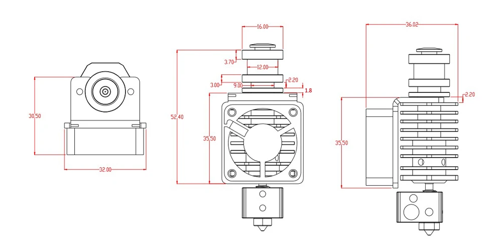 Детали 3d принтера улучшенный 3D V6 шестигранный Универсальный Hotend комплект 0,4 мм/1,75 мм прямой экструдер Горячий Конец комплект