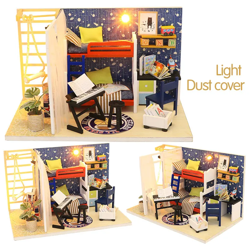 

Doll House Miniature DIY Dollhouse With Furnitures Wooden House Puzzle Assemble Miniaturas 3D Toys For Children S901