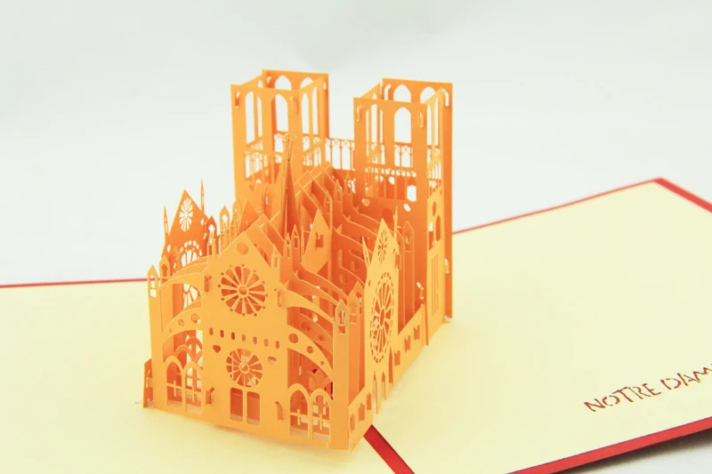 Нотр Дам здания Сувенир 3D карта kirigami/ручной работы поздравительные открытки