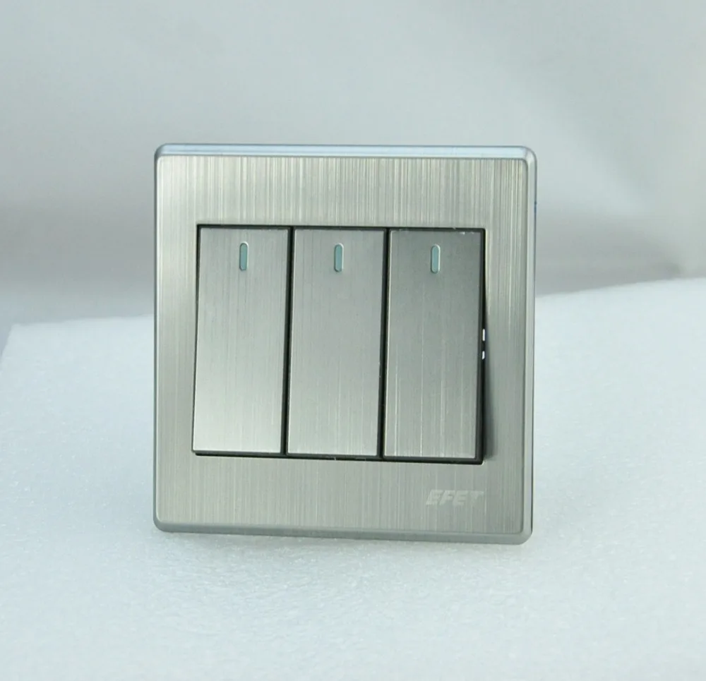 Роскошный настенный выключатель панель света 3 банды 2 пути кнопочный 16А 110 ~ 250 В 220