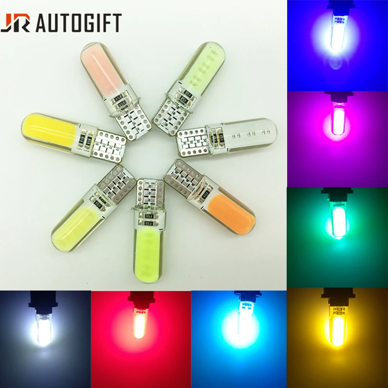 Светодиодсветильник лампа для салона автомобиля 20x T10 W5W COB, габаритные огни красный/синий/желтый/зеленый 24/12 в 168 194 501, боковая лампа с клиновидным цоколем для lada, Стайлинг автомобиля