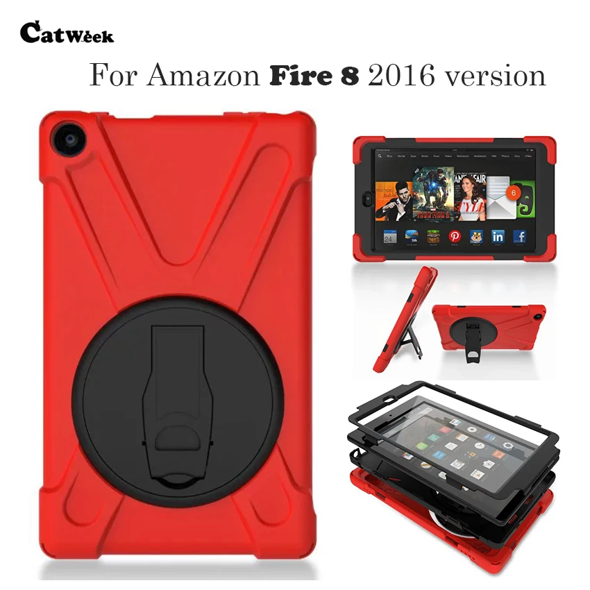 Fire 8 2016 силиконовый сверхпрочный чехол Fundas для Amazon kindle fire планшет задняя крышка 360