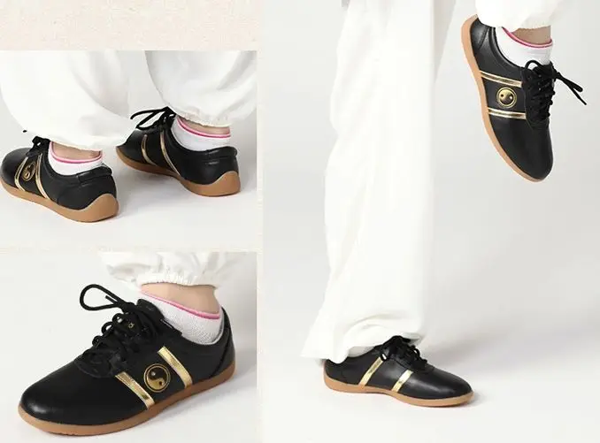 Унисекс черная мягкая воловья кожа Тай Чи тайцзи Утренние упражнения Боевые