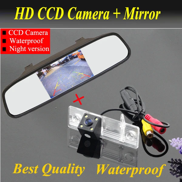 Автомобильная камера заднего вида CCD HD с монитором для автомобильного зеркала 4 3