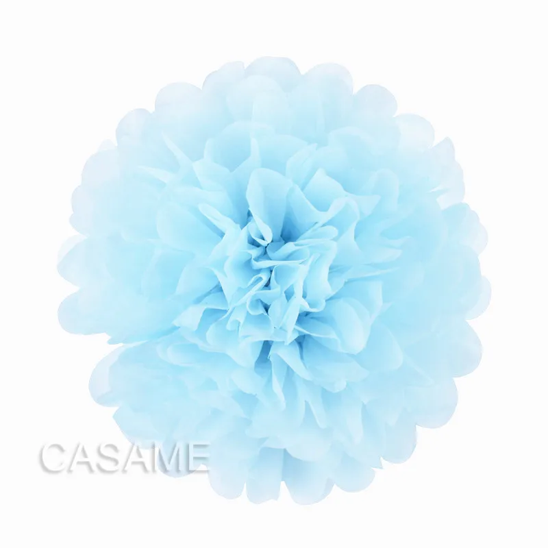 light blue 10 шт. милые украшения babyshower 15 см 6 дюймов папиросная бумага цветы бумажные шарики-Помпоны фонари вечерние украшения Ремесло Свадьба - Цвет: light blue