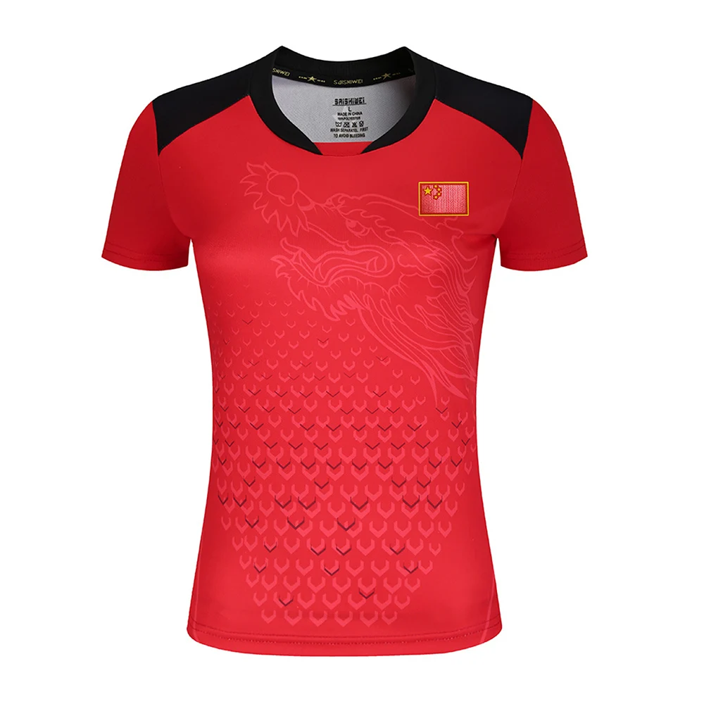 Woman 1 shirt Новинка, китайский дракон, рубашки для настольного тенниса, мужские рубашки с флагом, футболки для пинг-понга, одежда для настольного тенниса, спортивные рубашки для настольного тенниса - Цвет: Woman 1 shirt