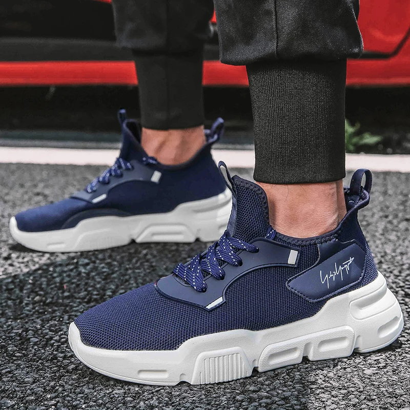 blue BIGFIRSE/мужская повседневная обувь; Мягкие резиновые модные кроссовки для мужчин; обувь для отдыха; сезон весна; zapatillas hombre; коллекция года; мужские кроссовки - Цвет: blue