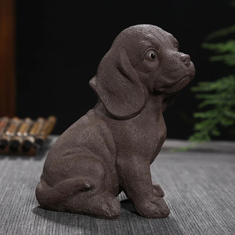 

Authentic Yixing Purple Clay Tea Pet Lovely Lucky Beagle Dog Figurine Animal Model Craft Tea Set Accessories Ornament Home Decor