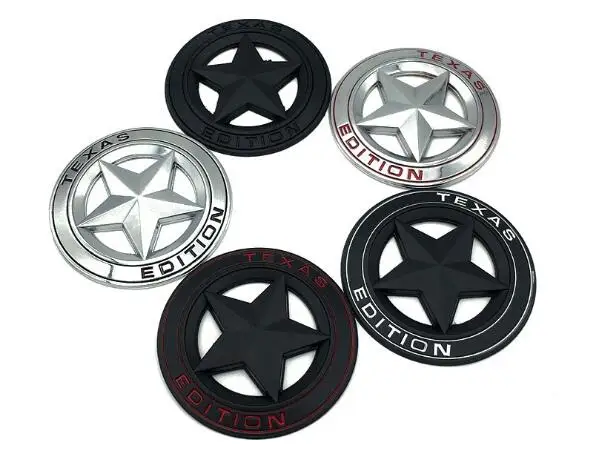 

100pcs New Car Styling 3D Black / Red Silver Metal Auto Side Fender Texas Edition Emblem Badge Decor Sticker