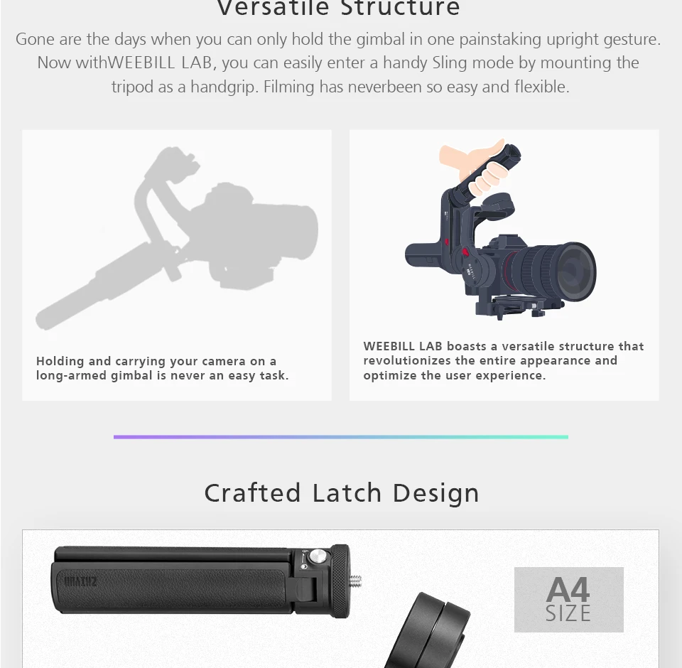 ZHIYUN официальный weebill лаборатории 3-х осевая передача изображения Стабилизатор Для беззеркальных камер OLED дисплей Портативный монопод с шарнирным замком