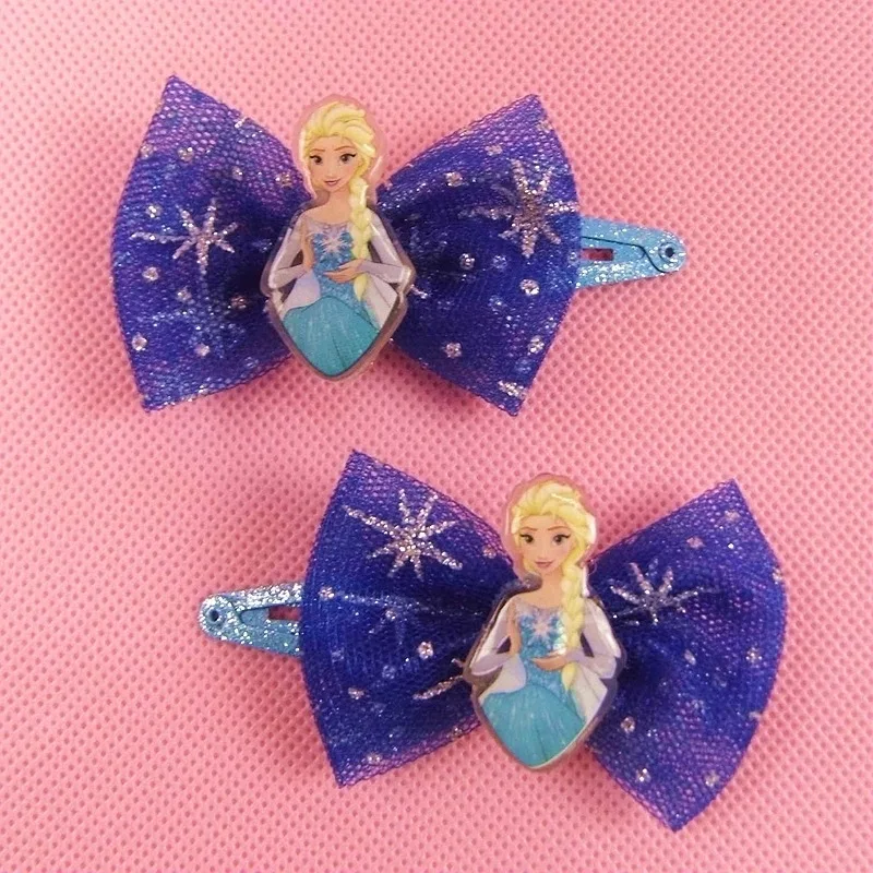4 шт./лот disney Мультфильм Замороженные заколка для детей лук для девочек подарок на день рождения головной убор Эльзы голова Веревка кольцо косметический Кук