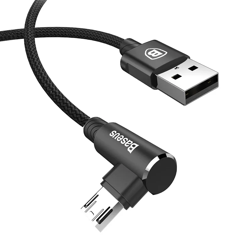 Baseus, Реверсивный кабель Micro USB, быстрая зарядка, зарядное устройство, микро Провод, Кабель Microusb для samsung, Xiaomi, Android, кабели для мобильных телефонов - Цвет: Black