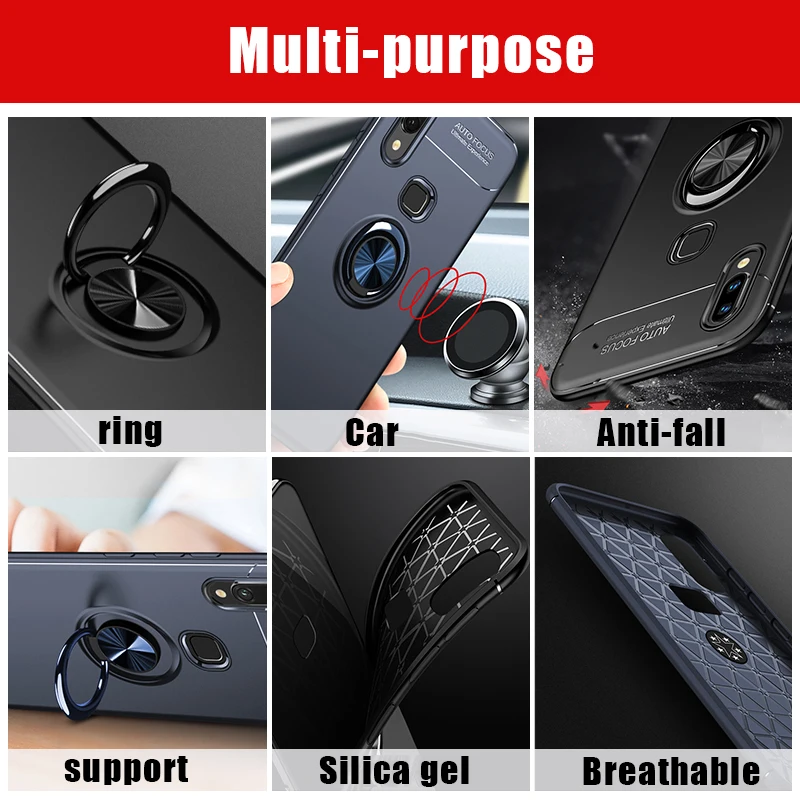 Luxury Car Magnetic Ring Soft Case On The For Huawei P30 Pro P20 Lite Full Cover soft Shockproof Bumper |