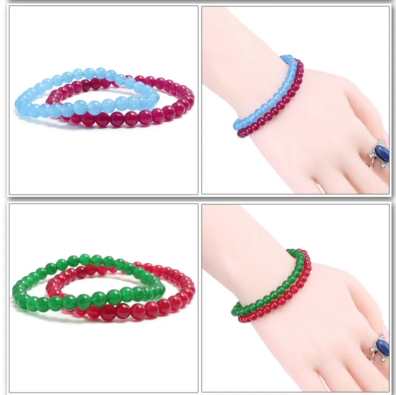 Шарм Boho браслеты для женщин Pulseras Mujer Moda натуральный камень Бусины Ювелирные изделия из халцедона Красный Кристалл эластичная веревка браслеты подарки