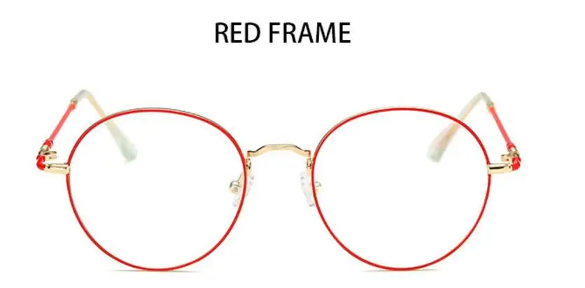 red Круглые прозрачные очки для женщин, бренд Nerd, оправа для очков, мужские очки по рецепту, декоративные очки, золотые прозрачные линзы Oculos - Цвет оправы: red