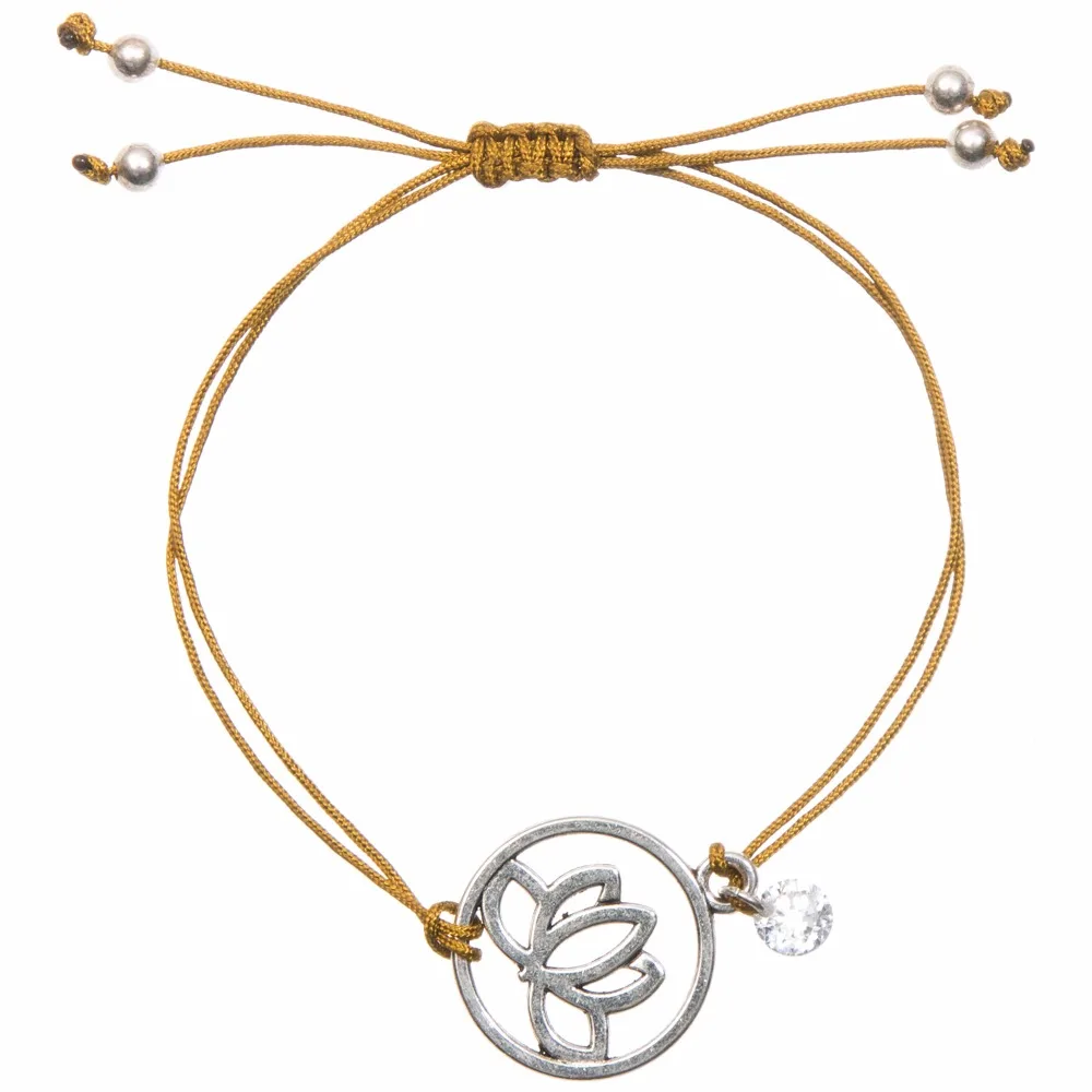 5 Цветов Rope Yoga Браслеты Посеребренные Лотоса Подвески Чакра Кос Браслет Женщина