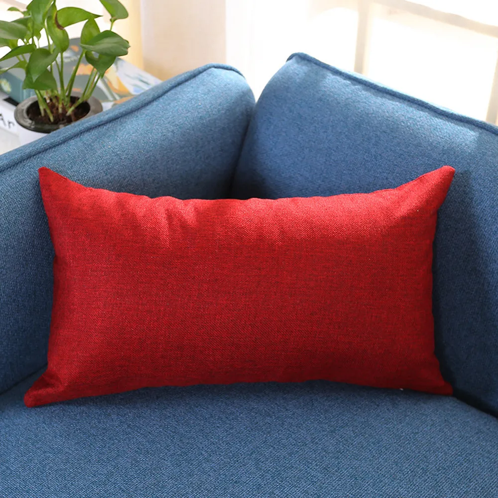 

Rectangle Solid Pillow Case Rectangle 30cm*50cm Cotton Linen Cushion Cover Nordic Style Decorative Pillowcase For Home Sofa Seat