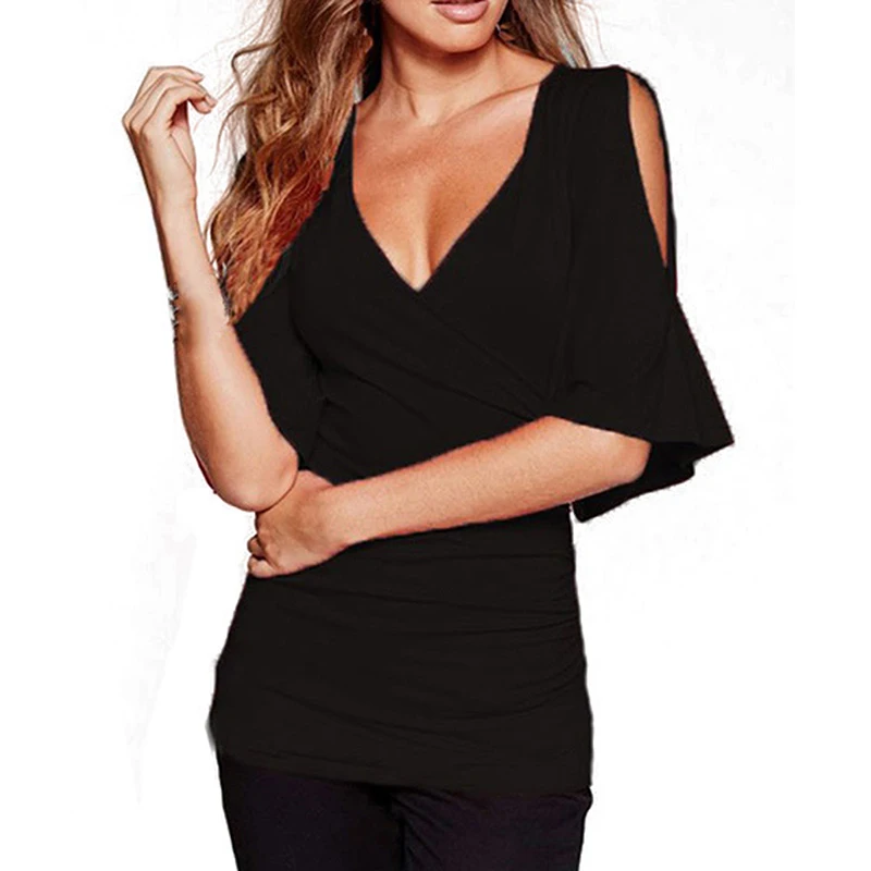 Cindorila Для женщин рубашка blusas 2018 новые летние модные красные v-образным вырезом