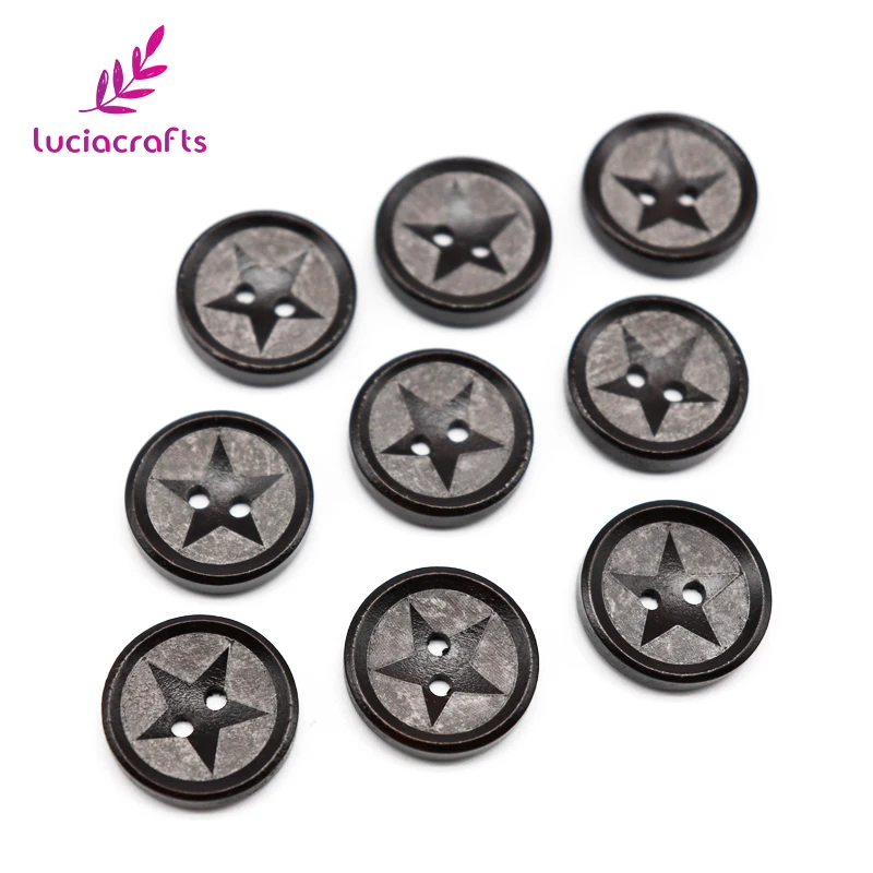 Lucia crafts букет невесты 6 штук в партии 24 шт. 20*20 мм с 2 отверстиями Star темно-коричневые деревянные круглые пуговицы DIY для Костюмы Скрапбукинг аксессуары E0315