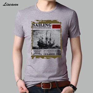 Футболка Liseaven мужская с круглым вырезом, брендовая хлопковая короткая тенниска с принтом и короткими рукавами