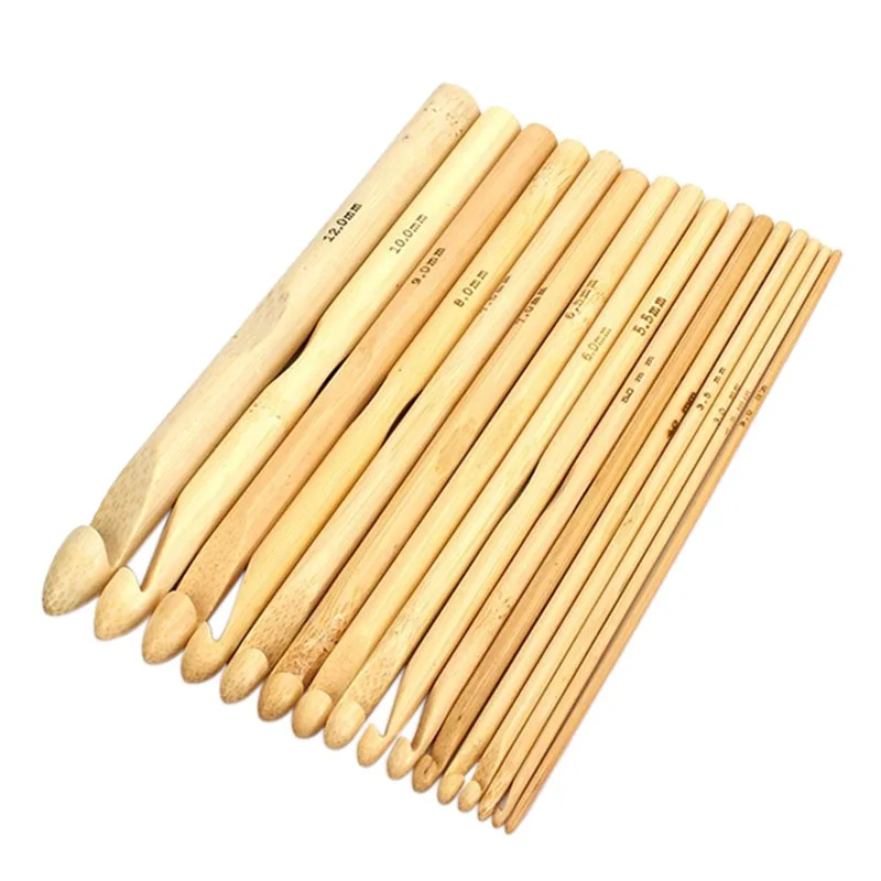 

DIY 16 Sizes PCS Set Bamboo Knitting Weave Needle Crochet Hooks Craft Tool 2.0-12.0mm Description