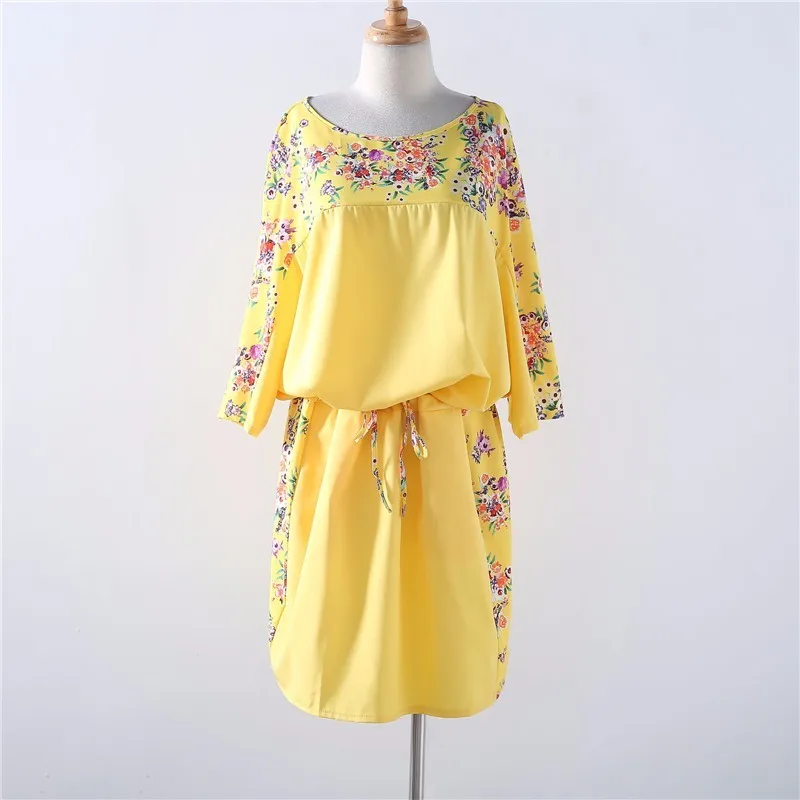 Женское платье с принтом L-NEW синее красное желтое большого размера лето 2020 |
