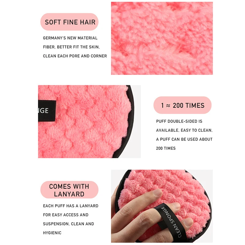 

3pcs Soft Microfiber Makeup Remover Towel Face Cleaner Plush Puff Reusable Cleansing Cloth Pads Foundation Face Skin Care Tools