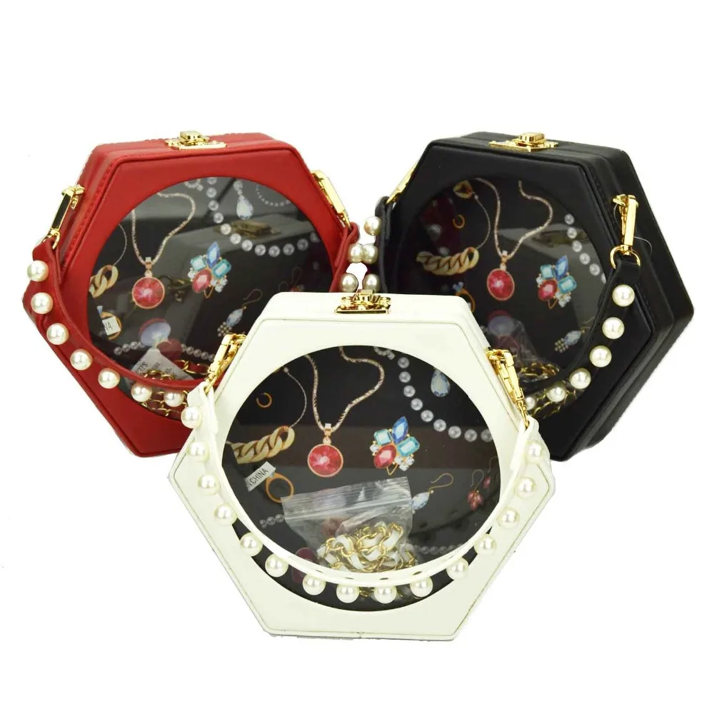 Модная коробка прозрачные сумки на плечо для женщин белые черные красные твердые