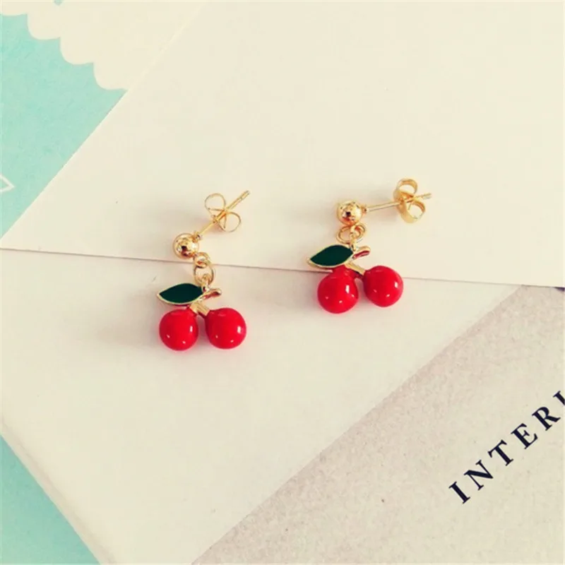 Милые маленькие серьги-вишни в форме ростков изысканные модные серьги для