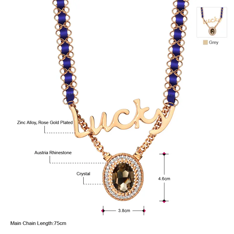 Neoglory австрийские стразы и кристаллы длинное ожерелье с подвеской буквенным