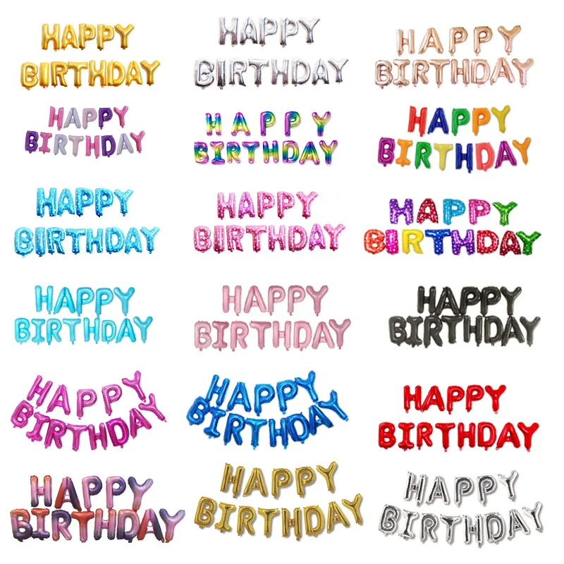 Шарик с надписью happy birthday 16 дюймов украшение для первого дня рождения детский