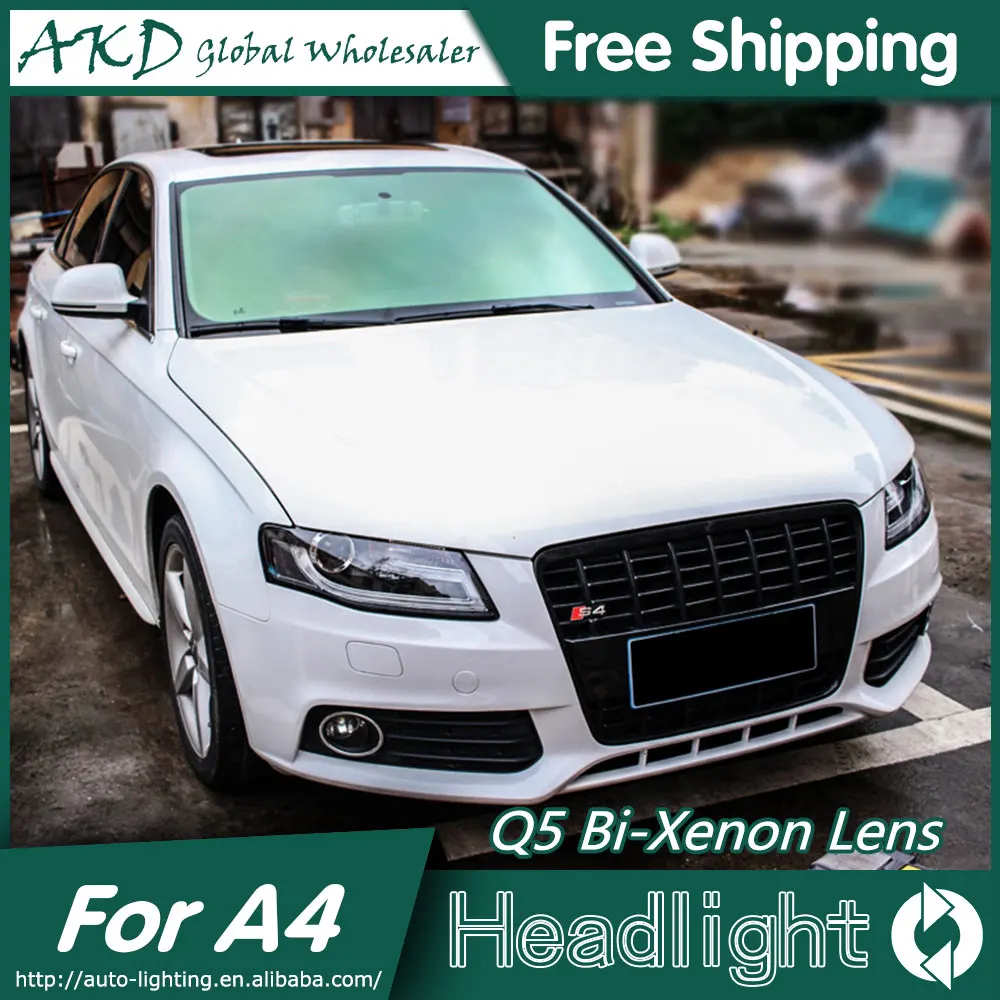 AKD Автомобиль Стайлинг для Audi A4 B8 фары 2009-2012 A4L светодиодный светодиодные дневные ходовые огни на передних фарах Биксеноновые линзы дальнего ближнего света парковки