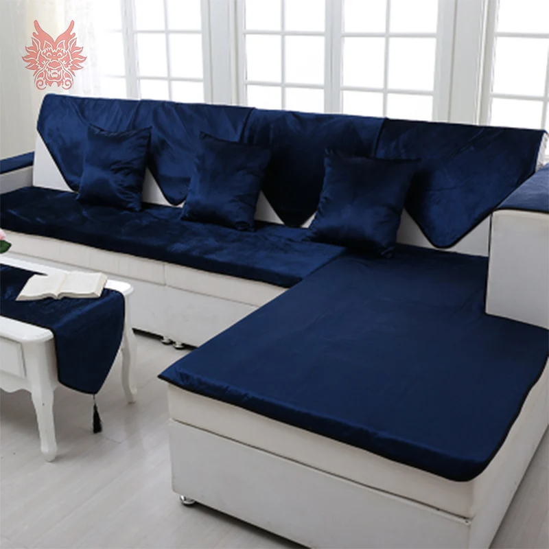 Американский стиль королевский синий бархатный чехол для дивана фланелевый
